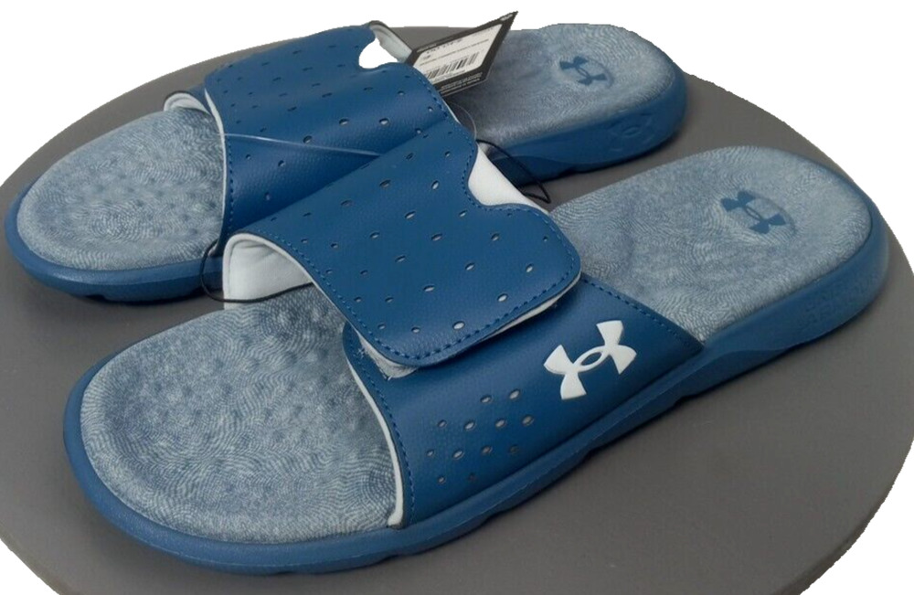 Under Armour Ignite 7 Graphic Blue Slides Sandals Womens Sz 10